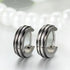 316L Surgical Steel Striped Blue/Black Men Women Hypoallergenic Hoop Earrings